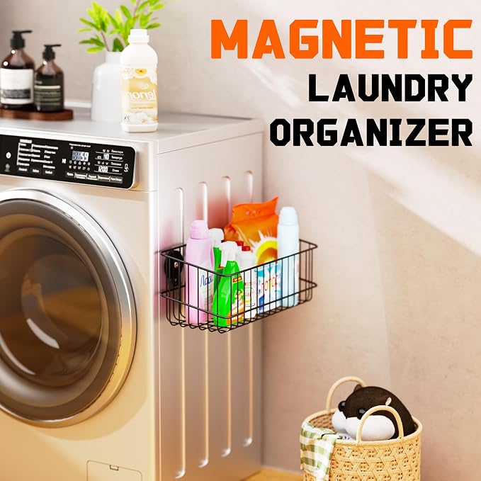 ULIBERMAGNET Magnetic Baskets, Large Capacity Metal Wire Mesh Basket Holder Organizer for Sundry Tool Storage, Magnetic Shelf for Garage, Laundry, Kitchen, Workshop, Cabinet(2 Pack) - Image 8
