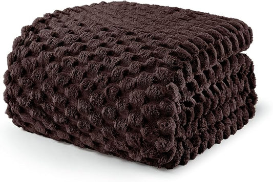 Exclusivo Mezcla Fleece Queen Blanket for Bed, Extra Large Fuzzy Coffee Bed Blankets, Soft Cozy Plush Sofa Throws for All Seasons, 90x90 Inches