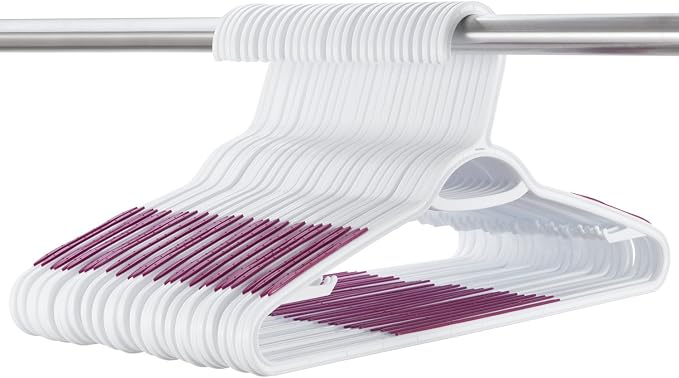 30 Pack Bendable Plastic Hangers Light-Weight Non-Slip Clothes/Suit Hangers (Purple) - Image 3