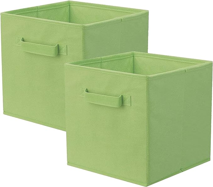 ShellKingdom Storage Bins, Foldable Fabric Storage Cubes And Cloth Storage Organizer Drawer For Closet And Toys Storage, 2 Pack (Green) by ShellKingdom