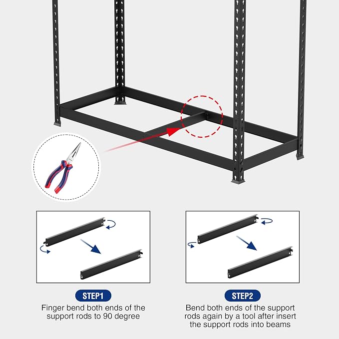 WORKPRO 5-Tier Steel Shelving Unit-Black, 27-2/5"W x 11-7/10"D x 60" H, Adjustable Storage Rack, Heavy Duty Shelf with MDF Board, 1650 lbs Load Capacity (Total) for Garage, Basement, Kitchen - Image 8
