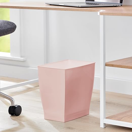 iDesign Small Plastic Bathroom Trash Can, Slim Rectangle Garbage Bin for Bedroom, Office, Dorm, Pink - Image 3
