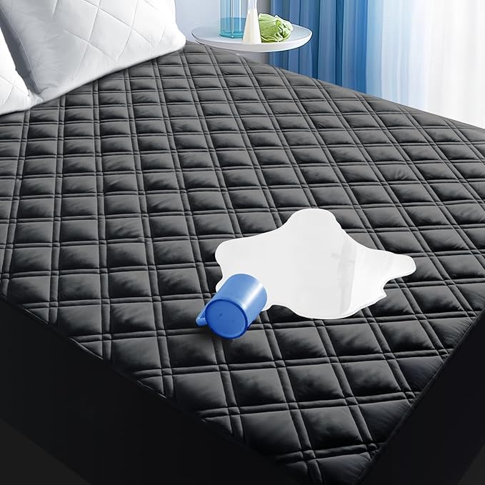 Waterproof Mattress Protector Full Size, All-fit-One Soft Noiseless Bed Mattress Cover with Deep Pocket 8-21", Washable for Bedwetting, Cool Sleep，Suitable for Home Bedroom Hotel, Black
