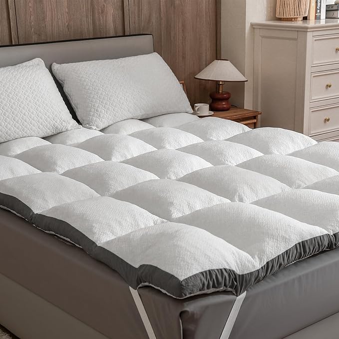 Memory Foam Mattress Topper Twin - Pillow Top Mattress Topper Twin Size, Extra Thick Soft Bed Topper for Dorm & Back Pain Relief, White, Oeko-TEX Certified - 2000GSM