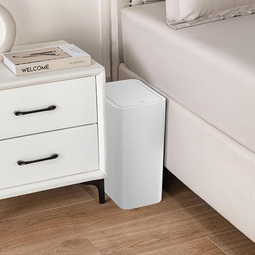 TIPGO Bathroom Trash Can with Lid, 4 Gallon / 15 Liter Small Garbage Can, Press Top Bin, Plastic Wastebasket with Pop-Up Lid for Bedroom, Living Room, Office (Grey, 2 Pack) - Image 4