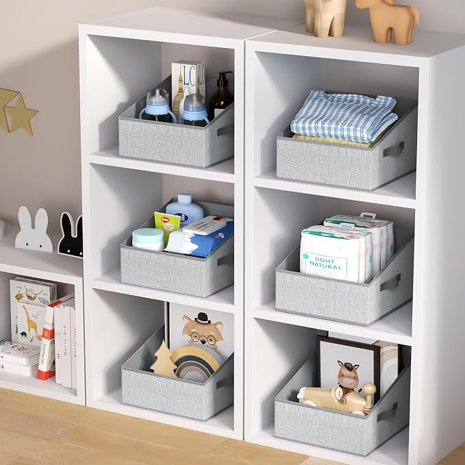 DIMJ Closet Storage Bins - Fabric Storage Baskets for Shelves, Collapsible Closet Organizers and Storage with Handles, Trapezoid Shelf Organization Storage Cubes for Purse, Toys, Books, Towel, Socks - Image 6