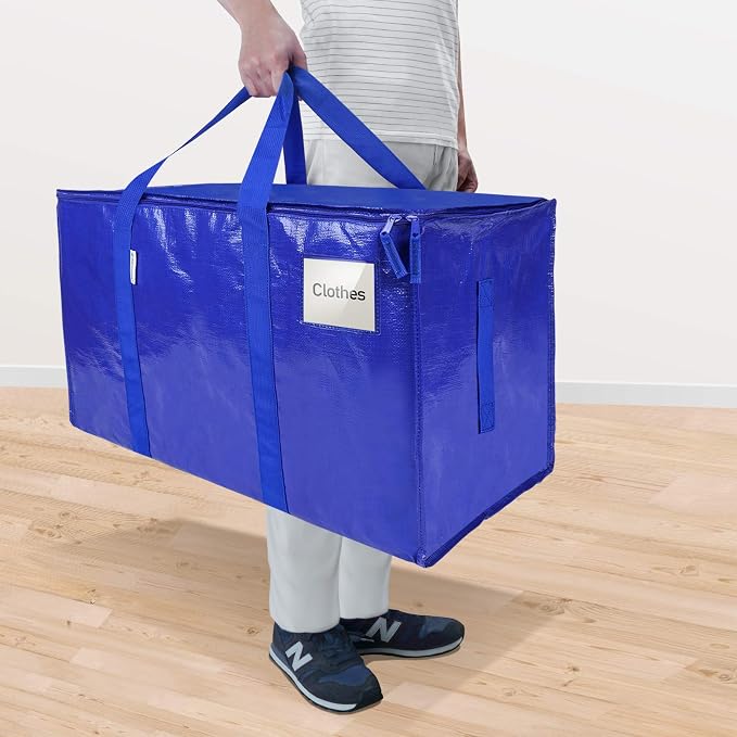 TICONN 12 Pack Extra Large Moving Bags Heavy Duty with Zippers & Carrying Handles, Durable Storage Bags Moving Boxes for Closet Organizers and Storage (12 Pack, Blue) - Image 7