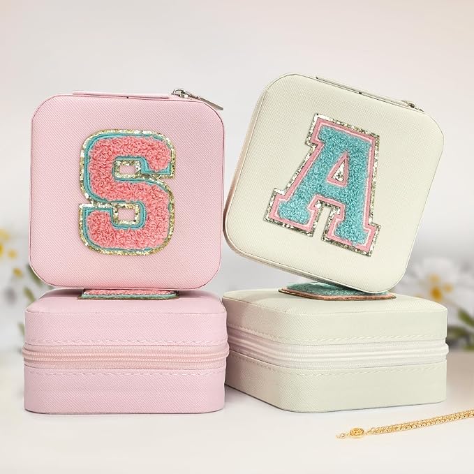 SANDJEST Personalized Jewelry Box, White Travel Jewelry Box with Initial A, Small Monogrammed Jewelry Case Organizer for Girls Women Teen Kids, Mini Travel Essentials Gifts for Birthday Christmas - Image 6