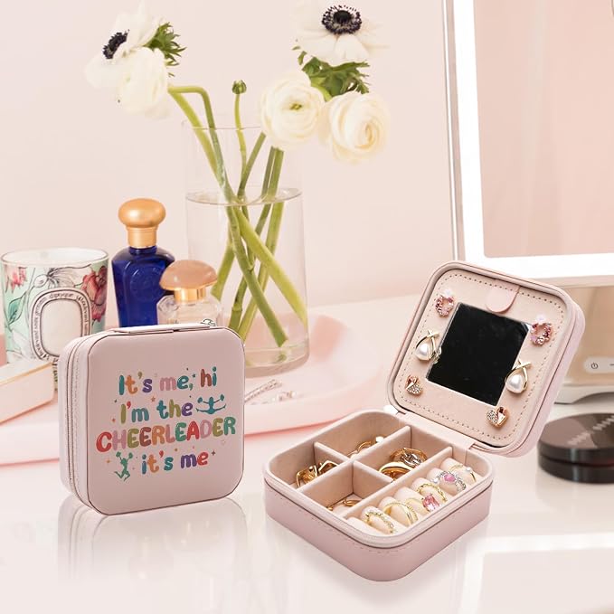 Cheerleading Gifts Jewelry Box for Women, Gifts for Cheerleaders Women Friends, Cheer-leading Gifts Stuff Accessories, Small Travel Jewelry Case Organizer for Cheer Team - Image 5