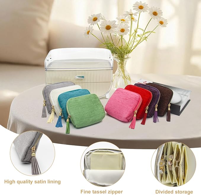 Small Travel Jewelry Case, Mini Jewelry Box, Purse Organizer Pouches for Travel and Everyday Jewelry Organizer Storage (Gray) - Image 4
