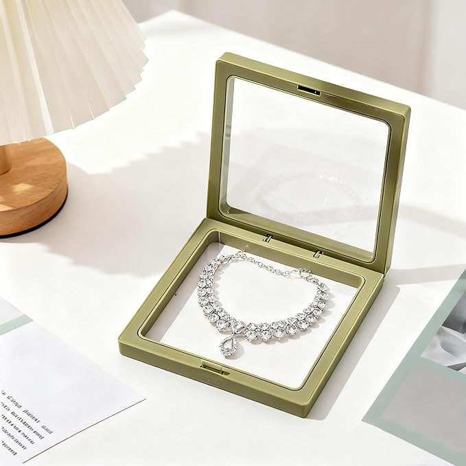 12PCS 3D Floating Frame Display Stand, Jewelry Box, Gift Box, Ornament Organizer, Small Travel Jewelry Box, PE Film Anti-Oxidation, Suspended Display Box Stackable (4.33*4.33, Type 2) - Image 3