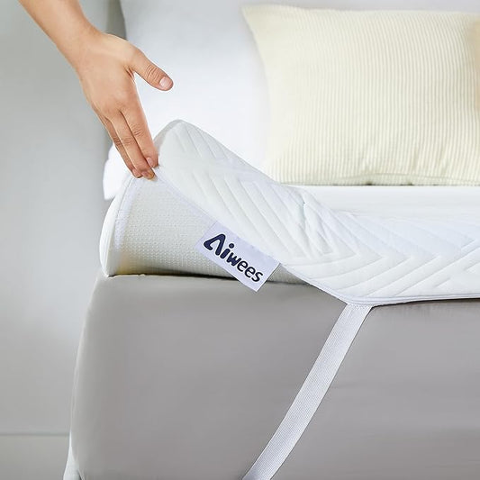 Memory Foam Mattress Topper, 4 inch Full Size Mattress Topper with Removable Soft Cover, Bed Topper for Dorm, Travel, Guest Mat, Non-Slip Design & Pressure Relief Back Pain, White