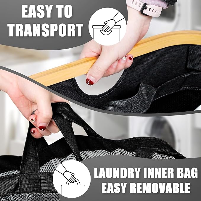 Hampers for Laundry Basket with Lid, 160L Extra Large 3 Section Clothes Divided Organizer for Bedroom, Laundry Room, Dirty Clothing Hamper, Black - Image 5