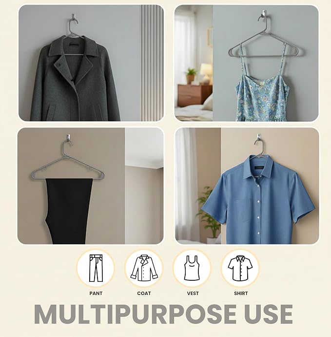 Utopia Home Plastic Hangers 30 Pack - Clothes Hanger with Hooks - Durable & Space Saving (Grey) - Image 4