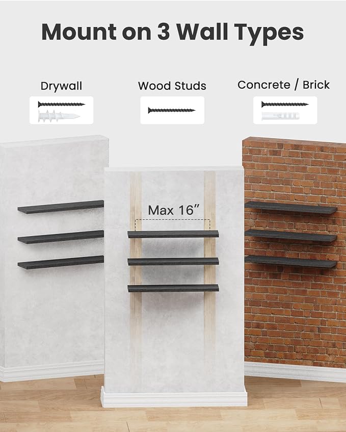 AMADA HOMEFURNISHING Floating Shelves for Wall, Wall Shelves for Living Room, Bedroom, Bathroom, Kitchen & Home Office Organization, Bathroom Shelves with Hidden Brackets, 22 lbs Max Load, AMFS44B - Image 7
