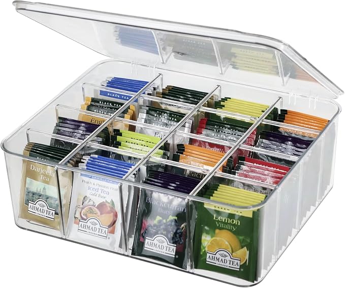 ZEXALOR Socks Underwear Drawer Organzier Dividers, 16 Compartment Removable Divided Plastic Storage Bin with Lid, Storage Organizer for Scarves Ties Bras, Clear Dresser Drawer Organizers - Image 6