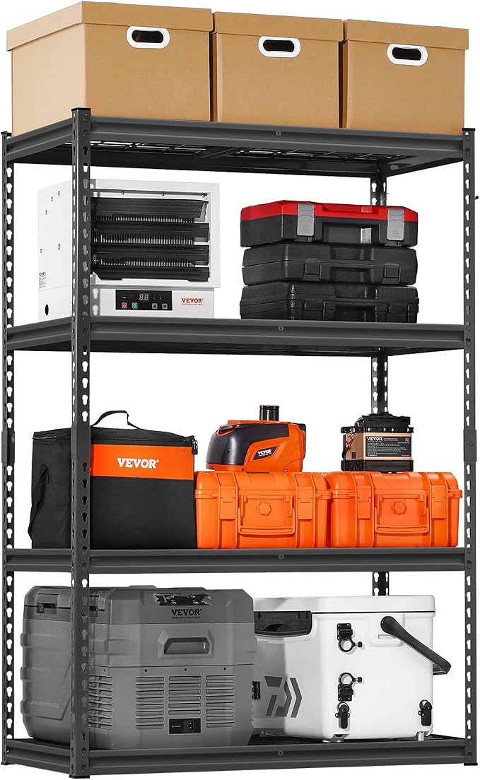 VEVOR Storage Shelves, 2400 lbs, 4 Tier Heavy Duty Garage Shelving, 20" D x 40" W x 60" H Adjustable Metal Shelves for Industrial Shelving Unit Utility Shelf, for Kitchen, Warehouse, Basement, Black by VEVOR