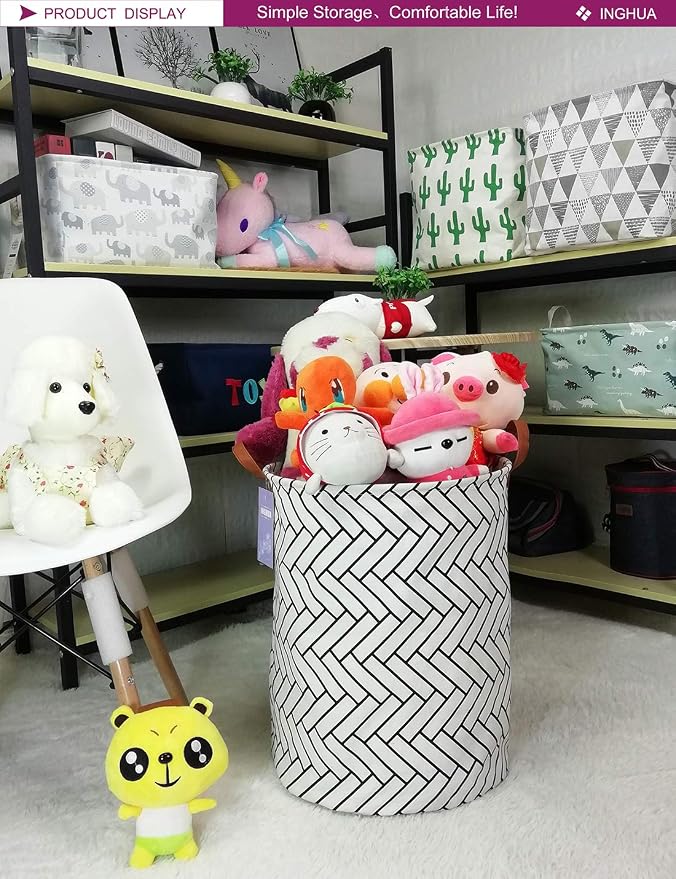 Laundry Hamper Large Canvas Fabric Lightweight Storage Basket/Toy Organizer/Dirty Clothes Collapsible Waterproof for College Dorms, Boys and Girls Bedroom,Bathroom(Weave) - Image 4