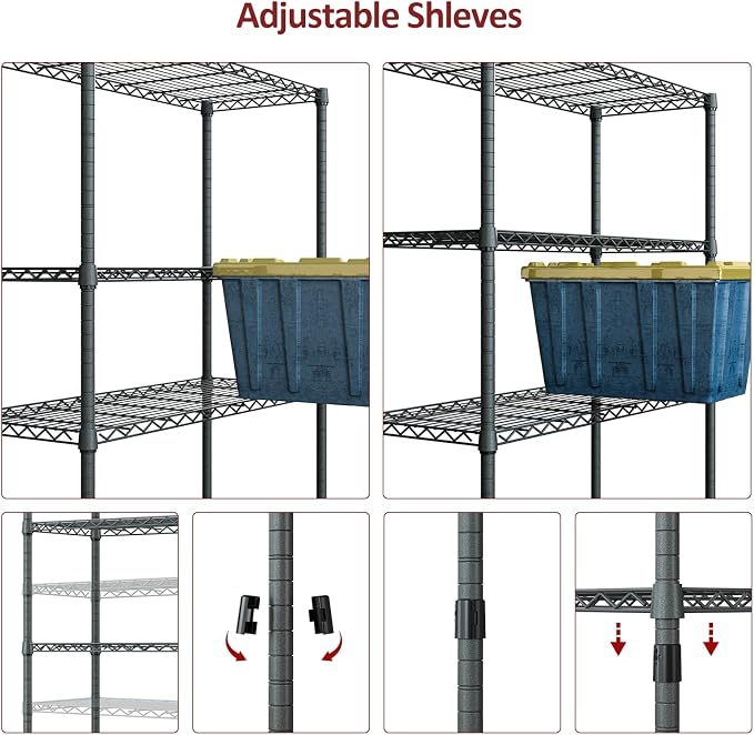 IZEUK Outdoor Metal Storage Shelving Unit, 4-Tier Heavy Duty Wire Rack Organizer with Rust-Resistant and Corrosion-Proof Coating (Grey, 17.7" D x 47.24" W x 59" H) - Image 5
