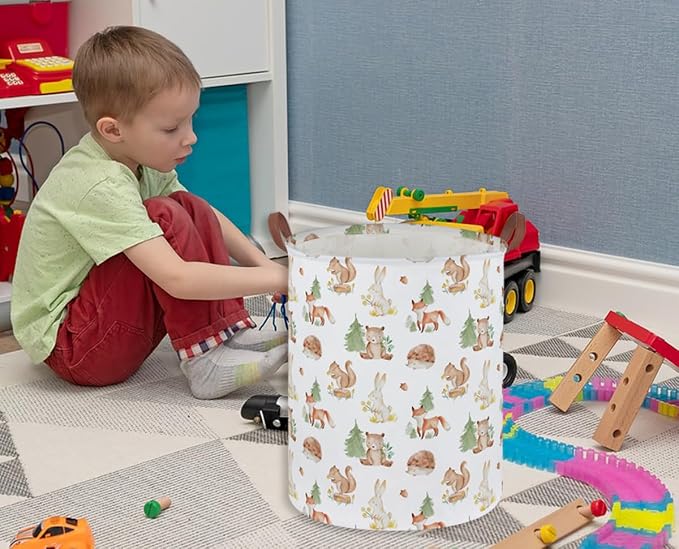 Kids Laundry Basket Animal Hamper for Nursery Woodland Hamper Cute Kids Storage Bin Organizer Room Decor for Home(Tree animal) - Image 3