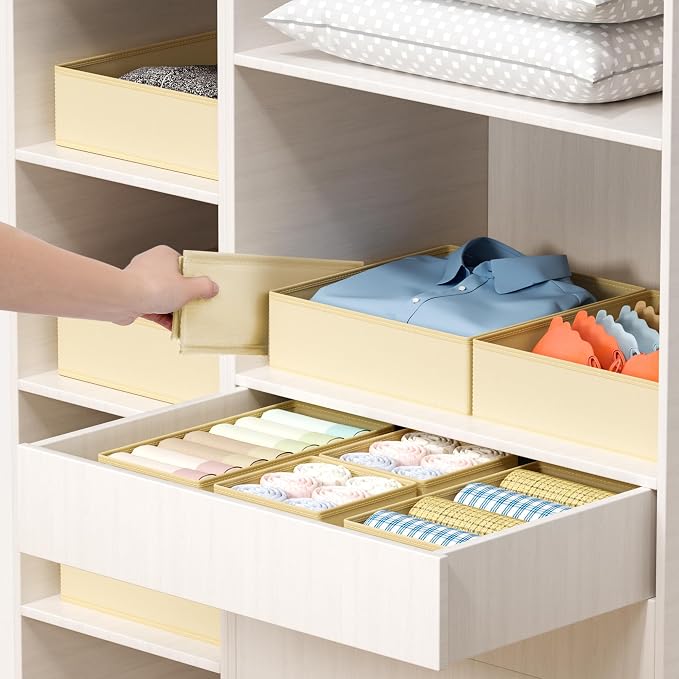 DIMJ Drawer Organizer Clothes - 18 Pack Closet Drawer Organizer Bins for Baby Clothes Storage, Fabric Dresser Organizer for Nursery Bedroom, Foldable Small Drawer Dividers for Underwear Socks - Image 5