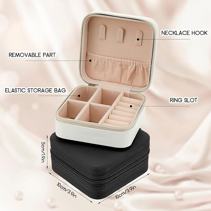 Taiyin Travel Jewelry Case, Bridesmaid Gifts Mini Jewelry Organizer, PU Leather Portable Earring Box for Women Girls - Image 2