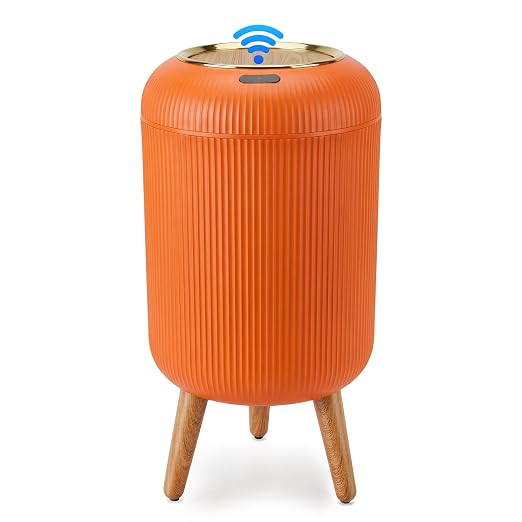Pukomc Smart Sensor Wastebasket, Convenient and Hygienic Easy to Use, Technology Sensor Waterproof Wastebasket Plastic Trash can for Kitchen, Bathroom, Bedroom, Living Room, Office and Outdoor Orange by Pukomc