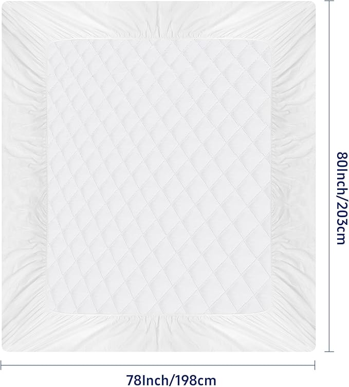 Mattress Cover, Waterproof Mattress Cover, Full-Size Ultra-Soft and Breathable, Machine Washable, Suitable for Home, Bedroom, and Hotel Use.(Blue King)