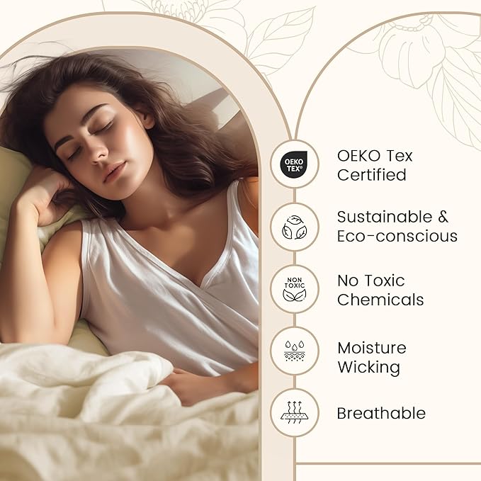 800TC Egyptian Cotton Bedding Sheets & Pillowcases - Queen Sheet Set - Soft, Durable and Luxurious 4PC Sateen Weave Ivory Bed Sheets for Queen Size Bed, No Pill & Shrink Thick Machine Washable