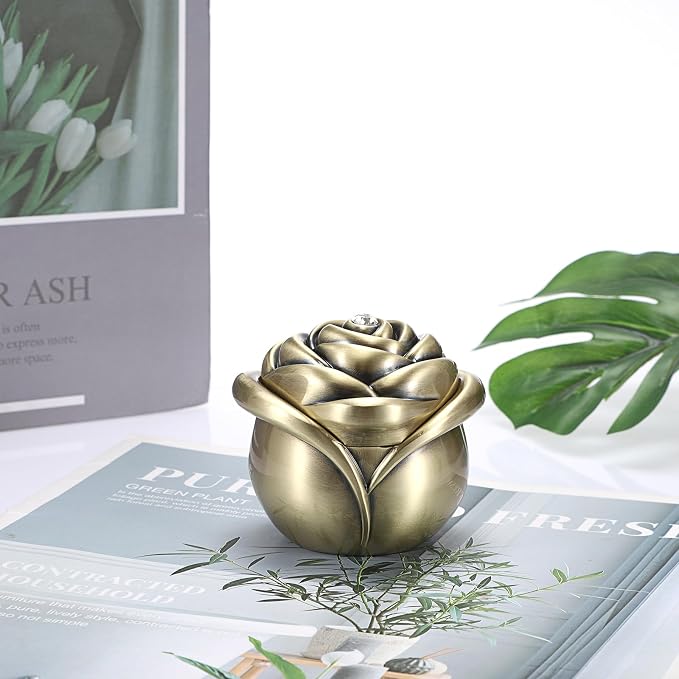 Hipiwe Rose Shape Vintage Jewelry Box Small Trinket Box Metal Ring Holder Box Treasure Chest Decorative Keepsake Organizer Box for jewelry,Gift for Women,Large - Image 3