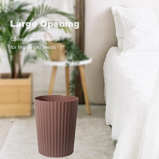 JiatuA Small Trash Can Plastic Wastebasket Round Garbage Container Bin for Bathroom, Kitchen, Bedroom, Home Office, College Dorm, Brown - Image 2