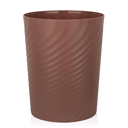 UUJOLY Plastic Trash Can Wastebasket, Garbage Container Basket for Bathrooms, Kitchens, Offices, Kids Rooms (Brown, 1.8 Gallon) by UUJOLY