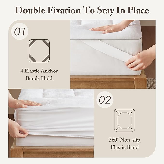 Madison Park Waterproof Mattress Protector, Cloud Soft Plush Mattress Cover, Overfilled Mattress Pad, Fitted Pocket Fits Up to 18 Inch, Machine Washable Bed Cover, White Twin