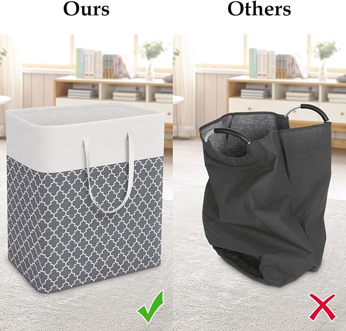 StorageRight Laundry Basket Hamper Large Collapsible Laundry Hamper with Easy Carry Handles，Freestanding Clothes Hampers for Laundry, Bedroom, Dorm, Clothes, Towels, 100L, Clover Grey - Image 5