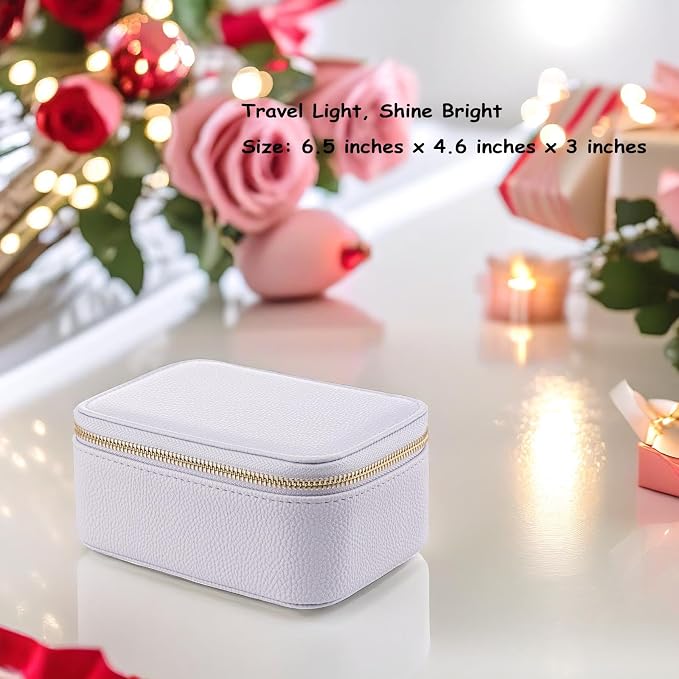 VLANDO Travel Jewelry Box Organizer – Portable PU Leather Jewelry Case with 6/8/12 Zippered Pouches, Compact Storage for Earrings Rings Necklaces Bracelets, Lilac Purple - Image 2