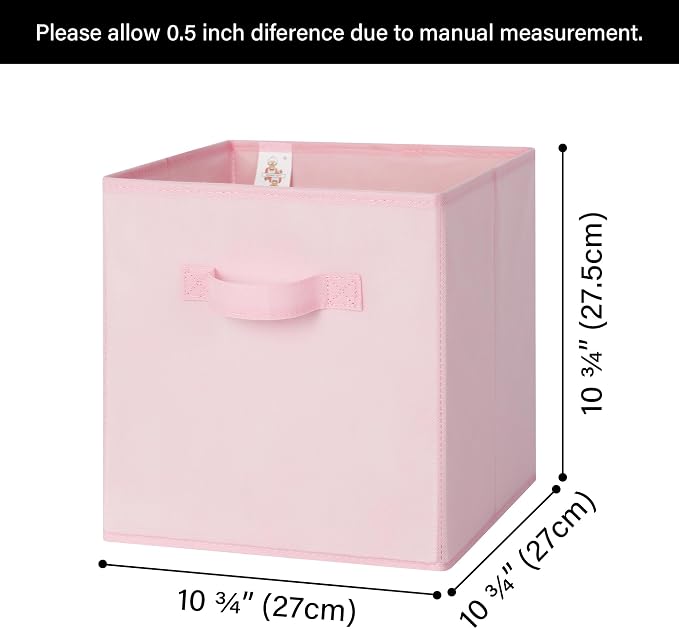 GRANNY SAYS Cube Storage Bins, 11 Inch 6 Pack Storage Cube Organizer, Foladble Fabric Storage Boxes with Handle, Decorative Clothing Storage Baskets for Shelves, Closet, Pink - Image 6