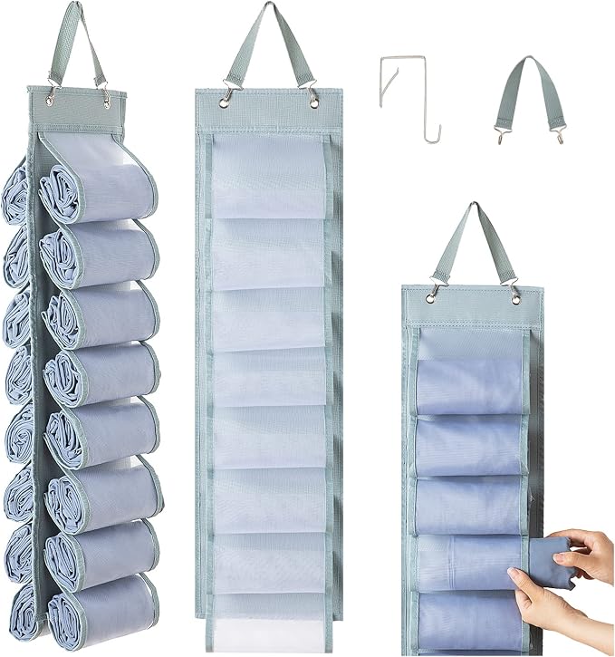 DHSFKBE Legging Organizer with 16 Roll Compartments for Yoga Pants, Tank Top, Towel, Underwear, Shirt (Grey) by DHSFKBE
