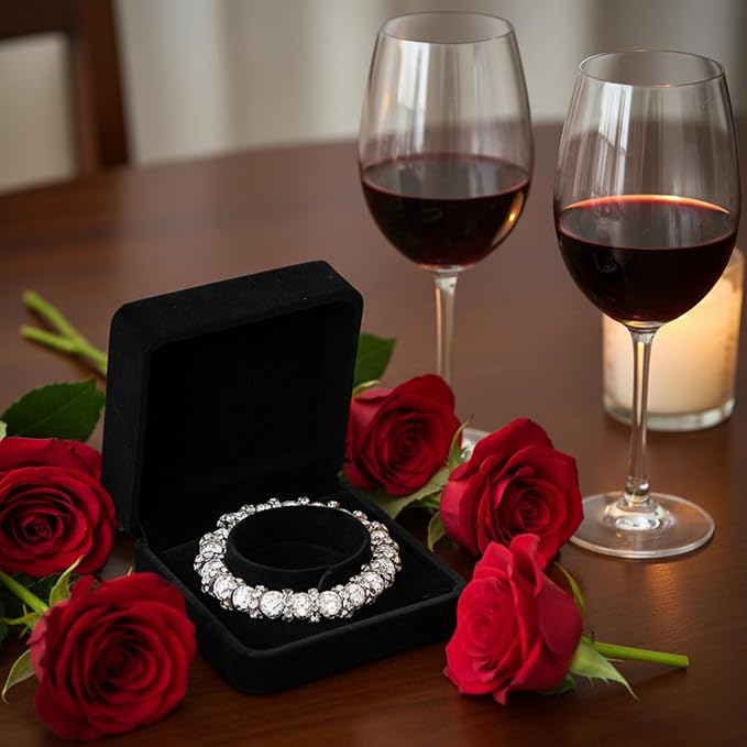 2 Pcs Velvet Bracelet Boxes for Jewelry Gift Black Bangle Boxes Classic Jewelry Box Storage Case 3.5 x 3.5 x 1.6 Inch Bangle Holder Display Case for Women Small Bracelet Necklace Storage Organizer Box - Image 3