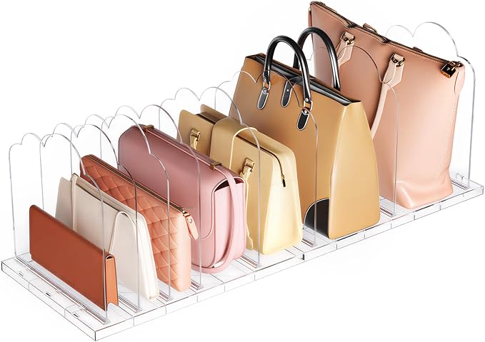 Lifewit Purse Organizer for Closet, 9.7" Tall Clear Handbags Storage Organizer, Adjustable Clutch Organizer Holder for Closet, 2 Pack Bookshelf Dividers for Sweater in Bedroom 35 x 24cm/14 × 9.5" by Lifewit