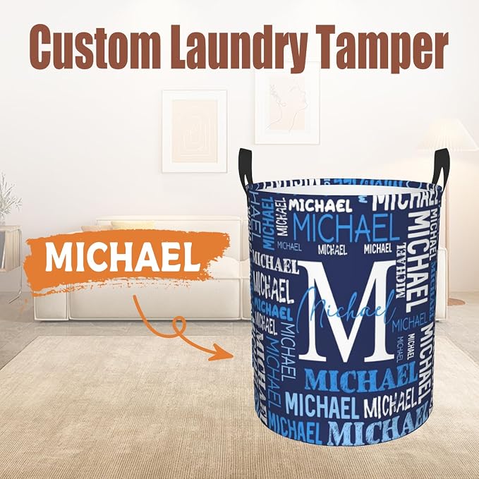 Custom Name Laundry Hamper, Personalized Laundry Basket with Name for Baby Boys Girls, Customized Collapsible Dirty Clothes Hamper Storage with Handles for Bedroom Bathroom Dorm Room Decor - Image 2
