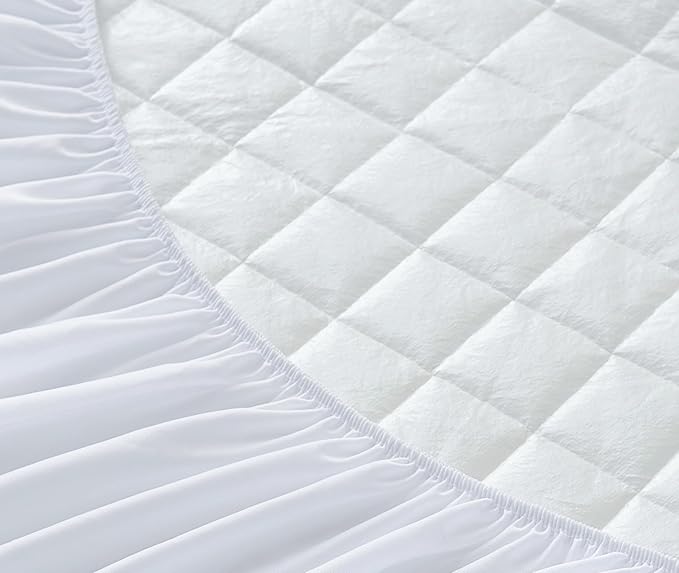 2 Pack Crib Size Waterproof Mattress Protector, Quilted Cooling Fitted Bed Mattress Cover Pad, Soft and Breathable Noiseless Machine Washable, Vinyl Free (Crib Size) (2 Pack)