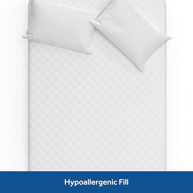 Sealy Luxury 100% Cotton Soft Top Layer, High Loft Comfort EternaLoft Fiberfill, Durable Stretch Corners Mattresses 18 Inches Deep Machine Washable Fitted Mattress Pad, Queen Size, White