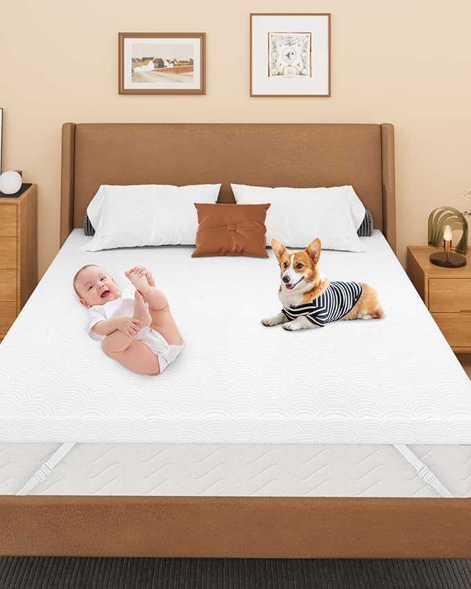Zenzy 2" Twin Waterproof Mattress Topper Cover, 100% Waterproof, Oeko-TEX Certified, Zippered Topper Protector with Adjustable Straps, Ultra-Soft and Washable (Cover Only)