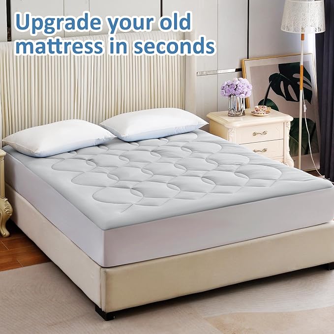 King Size Cooling Mattress Pad Waterproof Mattress Topper for Hot Sleepers - Soft Breathable Mattress Cover with 8"-21" Deep Pocket (78×80",Gray)
