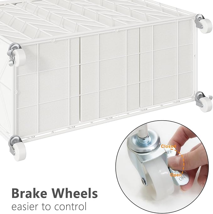 WOWLIVE Laundry Basket with Wheels, 142L Laundry Hamper 3 Section with Lid, Dirty Clothes Hamper with Removable Bags, Large Capacity Iron-Made Laundry Basket Organizer Laundry Sorter for Dorm, White - Image 7
