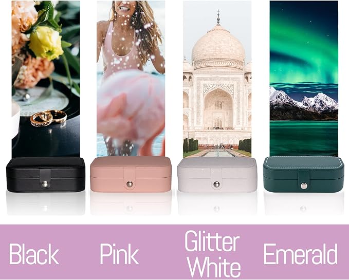 Smileshe Jewelry Box, PU Leather Small Portable Travel Case, 2 Layers Organizer Display Storage Holder Boxes for Rings, Earrings, Necklaces, Bracelets - Image 4