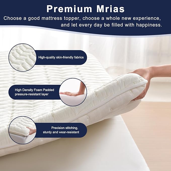 Premium High-Density Foam Mattress Topper King Size (78"x80") White, Thick & Firm Support, Breathable & Hypoallergenic for Back Pain Relief & Pressure Relief, Bed Topper