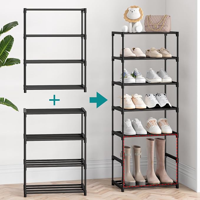 Autonomier 4 Tier Extra Small Shoe Rack (16.3" Wide), Narrow Stackable Shoe Shelf for Kids Toddler Adult, Lightweight Shoe Rack Stand for Closet Dorm Storage Organizer, Front Door Entrance, Entryway - Image 5