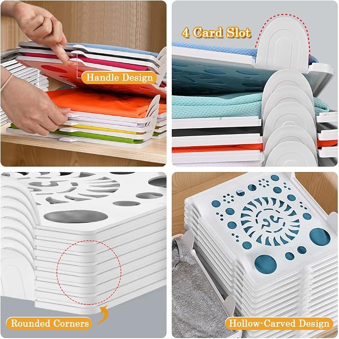 Accenter Tshirt Organizer for Clothes Storage, Stackable Closet Organizer with Easy Access, Shirt Folder Board, Sturdy and Durable, Clothes Folder 10-Pack - Image 4