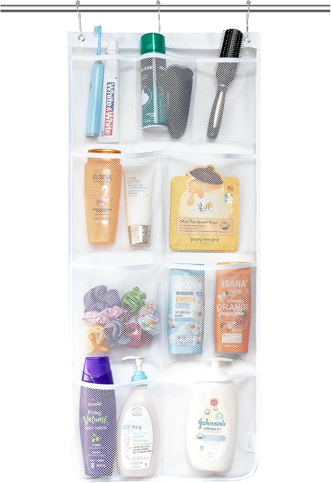 Lifewit Cruise Essentials Shower Caddy Must-Have, 9 Pockets Hanging Bathroom Organizer with Quick-Dry Mesh, Portable Shower Bag to Storage Soap, Shampoo, for RVing, Travel, Camping, White, 1 Pack by Lifewit